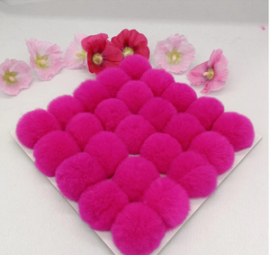 Wholesale Fluffy 6cm Fur Pompoms <strong>Ball</strong> With <strong>Elastic</strong> <strong>Loops</strong> / Only Poms Environmental Friendly Real Rex Rabbit Fur Poms <strong>Ball</strong>