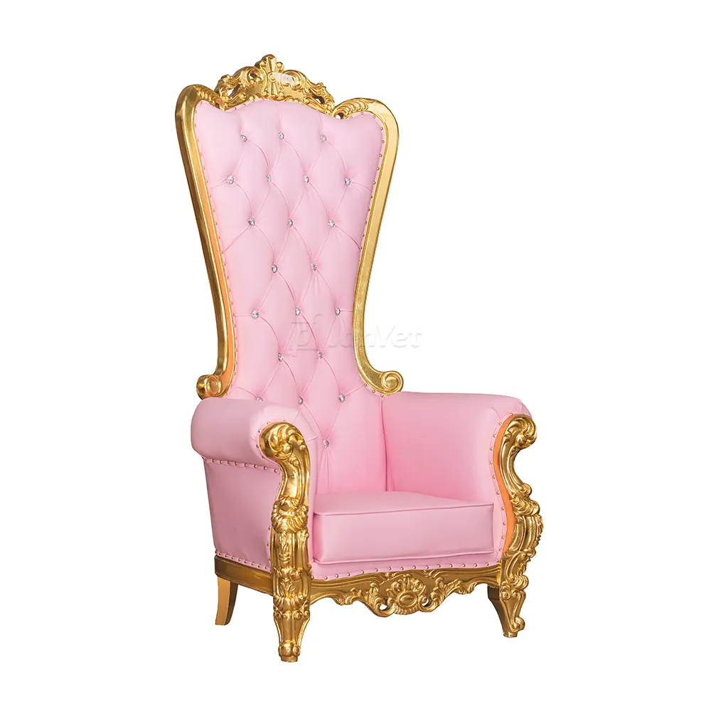 중국 높은 뒤 사건 나무로 되는 실내 장식품 직물 분홍색 왕좌 의자