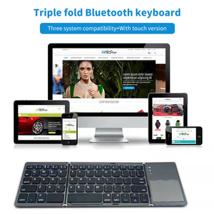 Muti <strong>Functional</strong> Triple Fold Rechargeable Bluetooth Wireless <strong>Keyboard</strong> With Touch Pad Used for Mobile Phone <strong>Computer</strong> Notebook