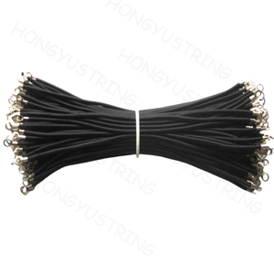 Wholesale 4mm Polyester <strong>Cord</strong> Elastic String with Clip Custom Length Metal Latex Round Pattern Elastic <strong>Cord</strong> With Metal Tag