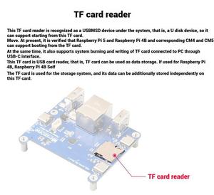 Ahududu Pi CM5IO-USB geliştirme kurulu 100Mbps Ethernet entegre USB TF kart okuyucu Hub