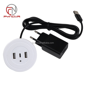 Toma de corriente de carga de teléfono móvil USB tipo C de 45mm diseño redondo de escritorio Mini 2 cargador de muebles Usb con adaptador DE LA UE para sofá - Product Image 1