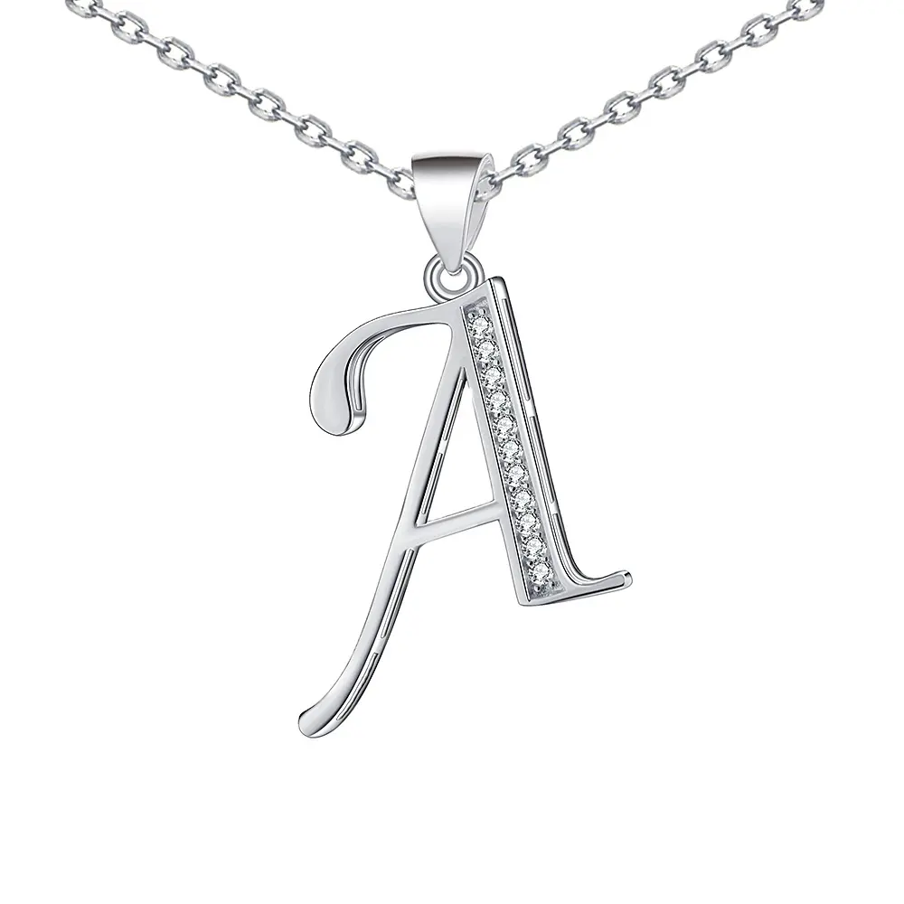 Ciondoli alfabeto con ciondolo lettera in argento Sterling 925 con zirconi per collana pendenti con gioielleria raffinata