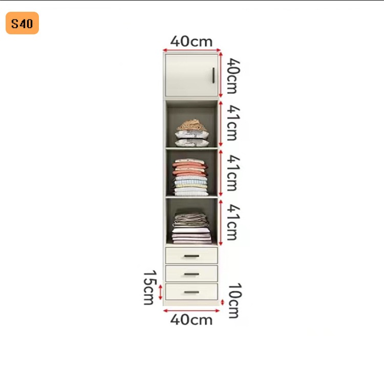 S40 avec armoire supérieure tout blanc haut 220 large 40 profondeur 50