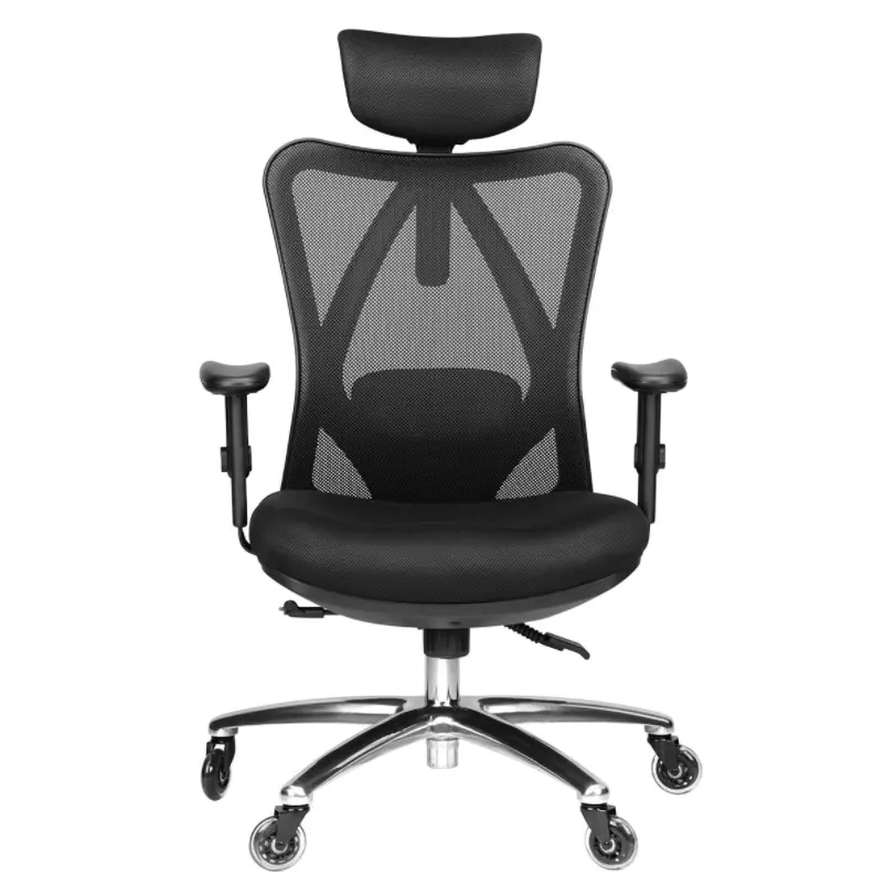 Silla de trabajo moderna ergonómica barata con respaldo alto y malla transpirable, cojín de asiento grueso, reposabrazos ajustable para la cabeza, silla de oficina