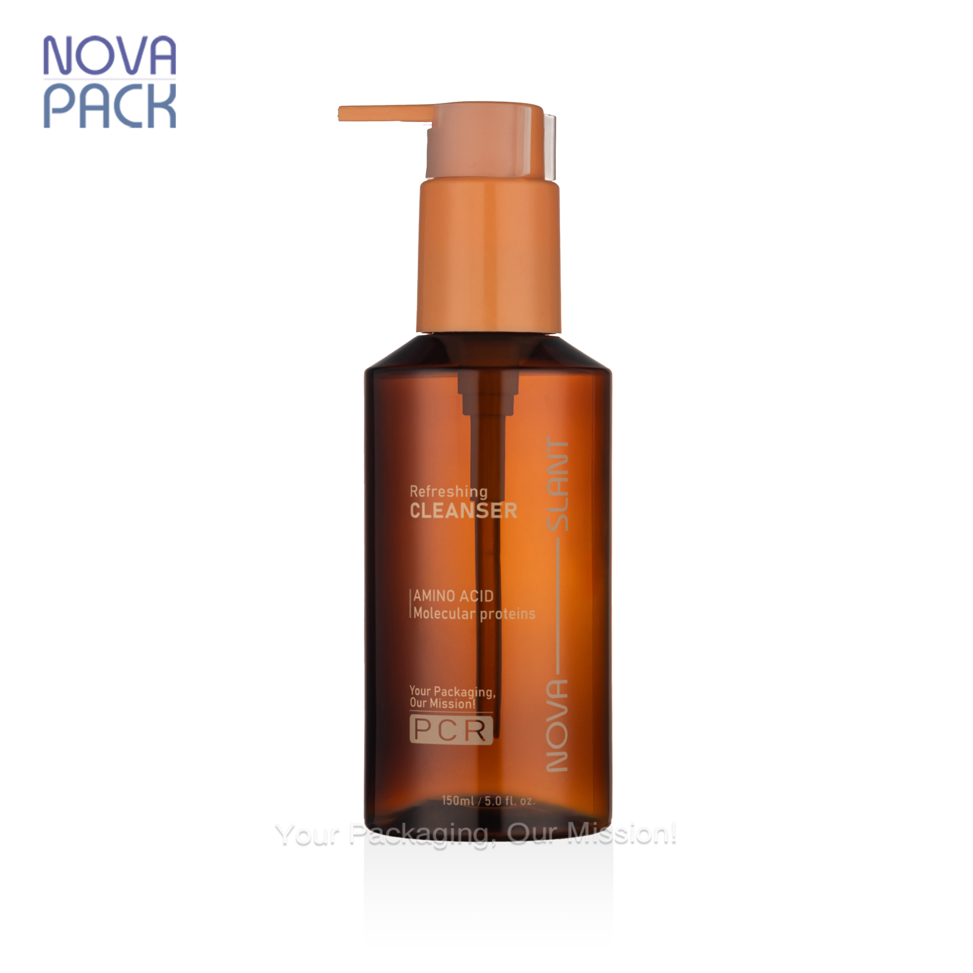 Amber Plastic Bottle with Orange Pump