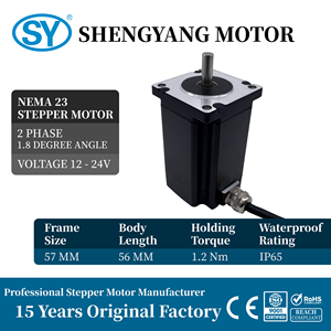 Moteur pas à pas hybride étanche <span class=keywords><strong>Nema</strong></span> <span class=keywords><strong>23</strong></span> IP65 57X57X56MM 24V 1Nm 2.8A 4 fils - Product Image 2