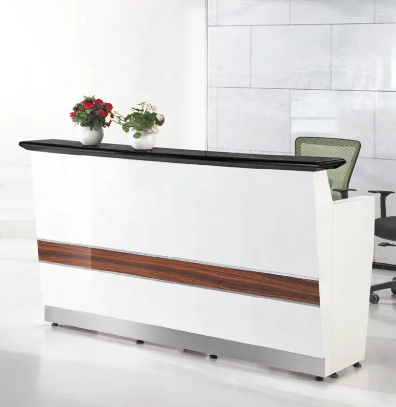 Beyaz modern büyük otel salonu resepsiyon 2020 sıcak satış parlak pişirme boya ofis resepsiyon masası