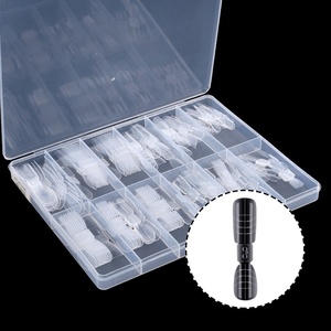 120 adet özel Logo yüksek kalite yanlış Nail İpuçları badem kare çift formu kalıp jel tırnak uzatma İpuçları araçları - Product Image 6