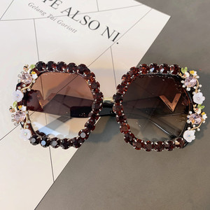 Kính Râm Ngoại Cỡ Kim Cương Kính Râm Gọng Vuông Lớn Kính Mắt Pha Lê UV400 Kính Mắt Gọng Kim Cương Giả Cổ Điển - Product Image 5