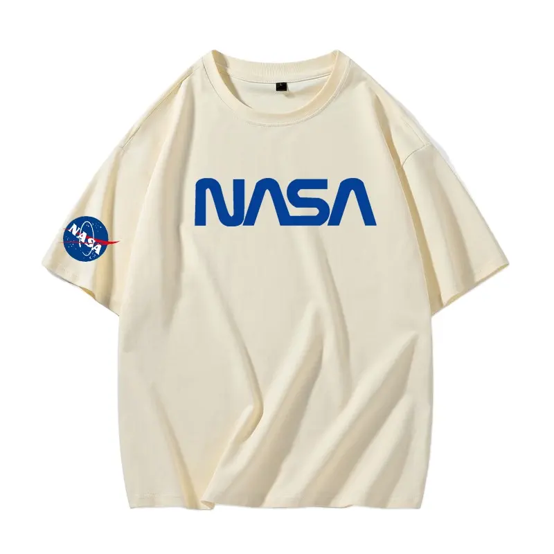 Tide NASA เสื้อยืดแขนสั้นผู้ชายและผู้หญิงรุ่น 2024 ฤดูร้อนหลวมไหล่ผ้าฝ้ายเสื้อเฉพาะร้อยคู่สวมใส่