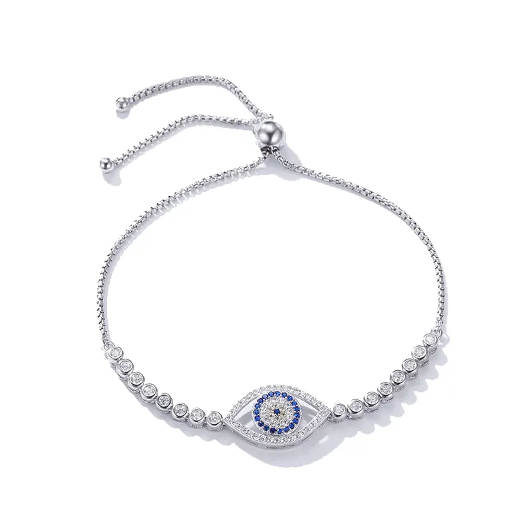 Bracelet bleu mauvais œil tennis diamant bracelet zircon cubique zircon bracelet
