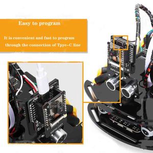 ESP-32 Roboter Link Kinder intelligente pädagogische Spielzeug auto iot Ultraschall intelligente Hindernis vermeidung Programmierung Auto Kit