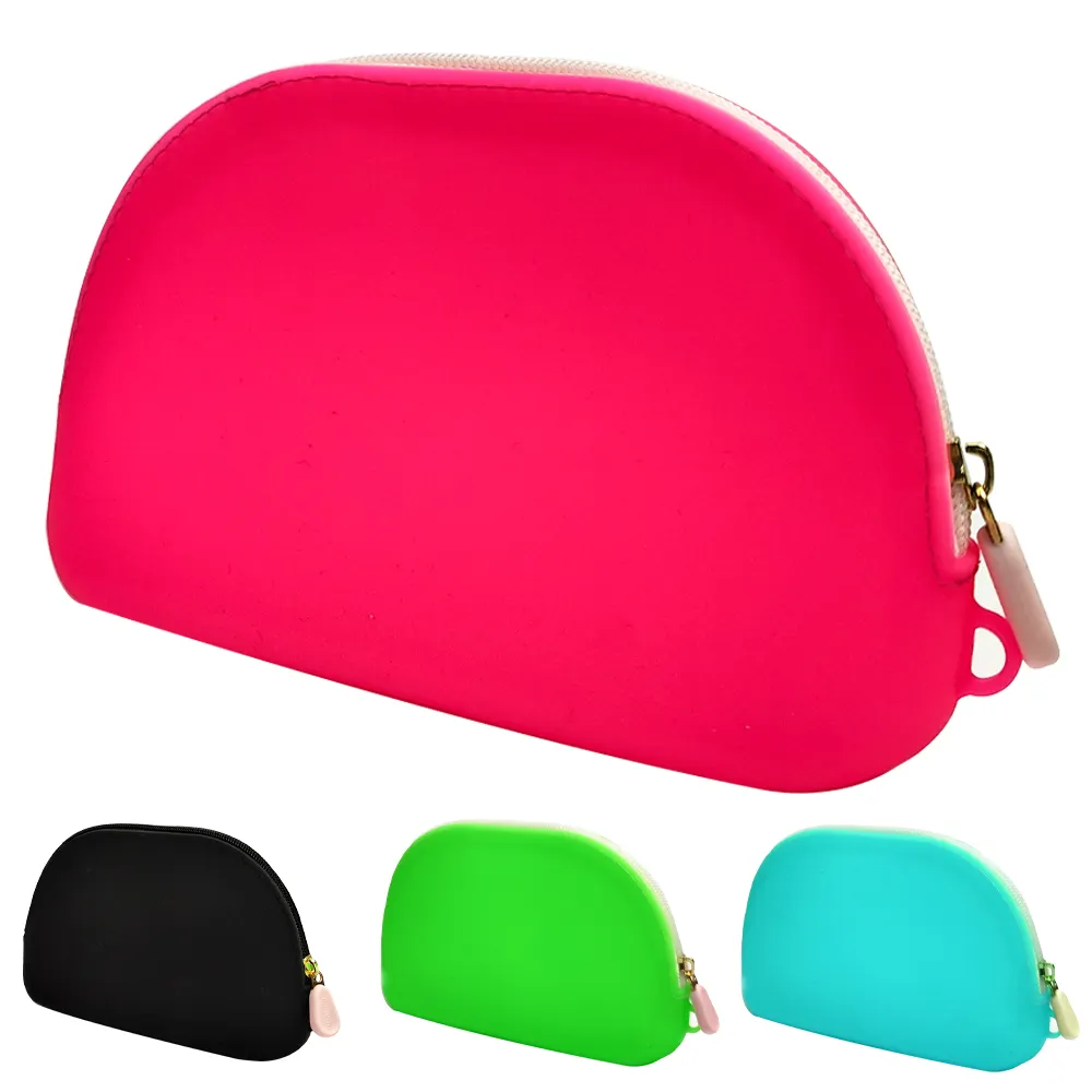 Nouveau produit sac cosmétique en silicone étanche pochette de mode pochette de maquillage pour femmes avec logo personnalisé et fermeture éclair