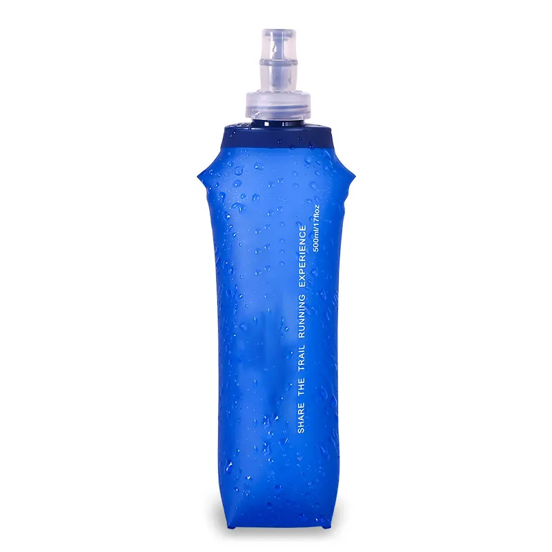 Botella de agua deportiva al aire libre, logo personalizado Oem/Odm, 500Ml, sin Bpa, Tpu, blanda, plegable