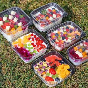 Geri dönüşümlü PET malzeme tek kullanımlık ambalaj kutusu kapak meyve sebze depolama kabartmalı baskı gıda plastik ambalaj - Product Image 1