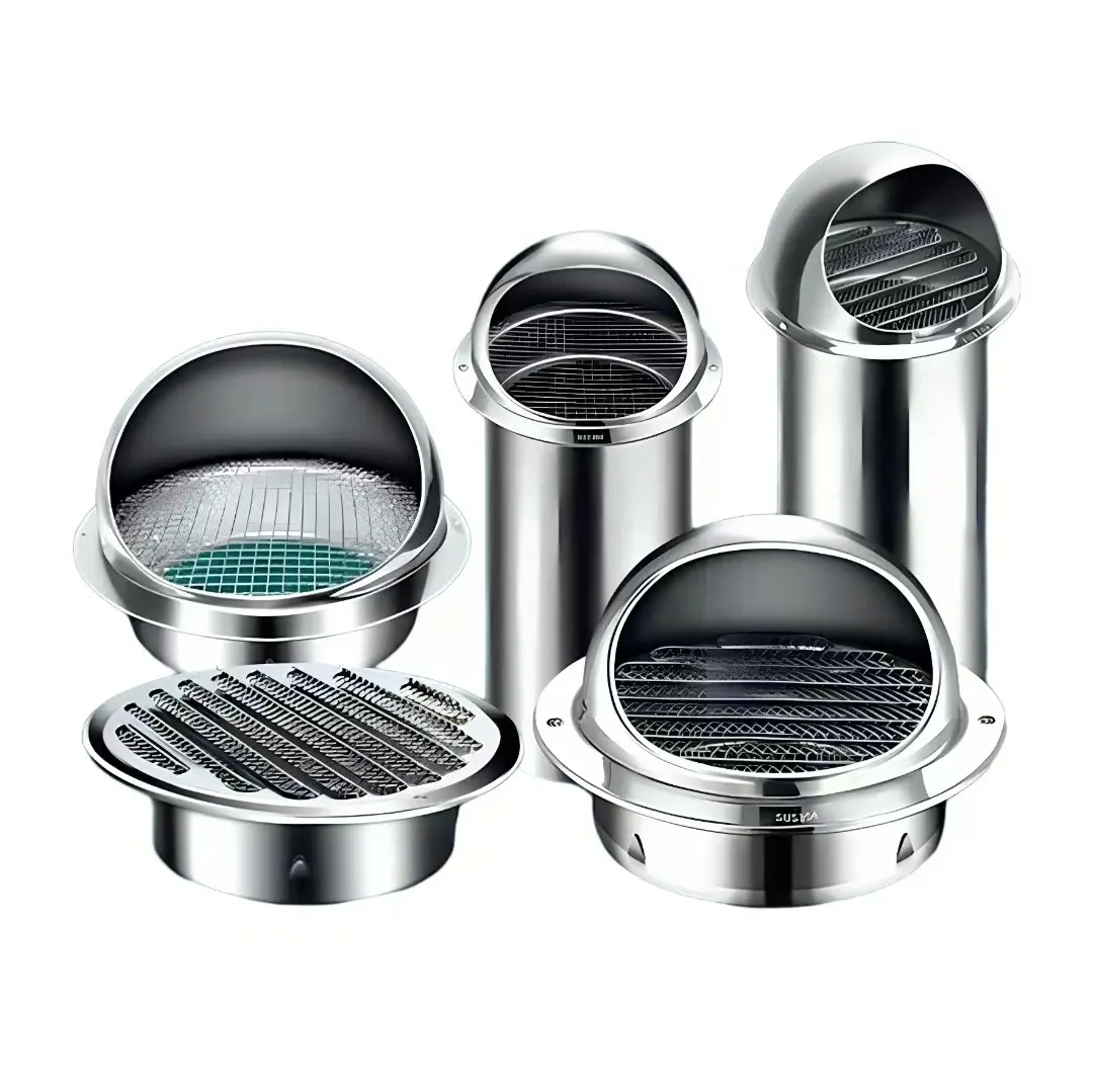 Rainproof Ventilation Air Grille Stainless Steel Hemispherical Vent Cover with Insect Netting Shutter