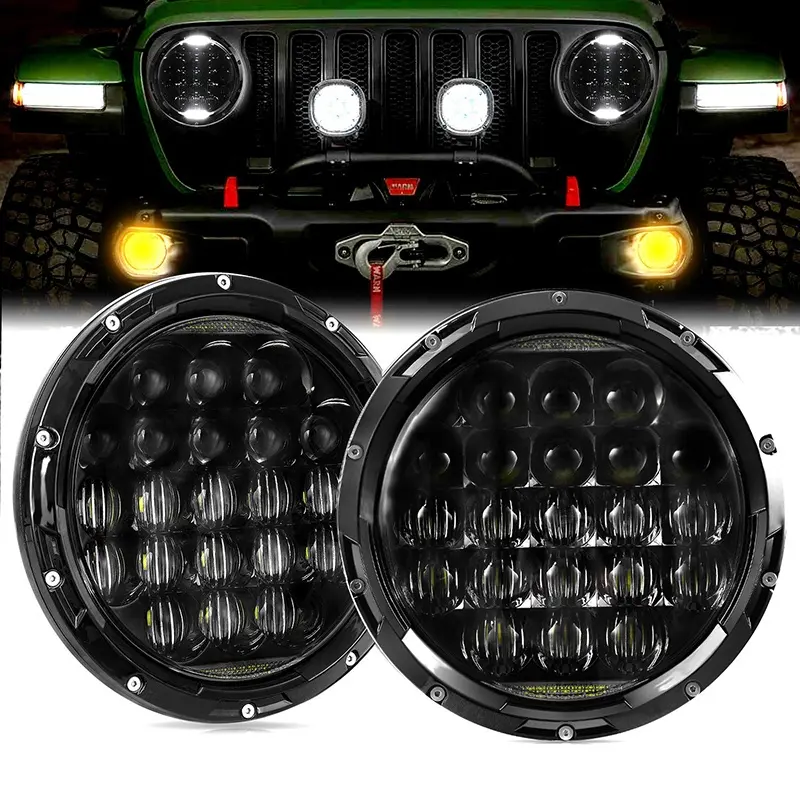 OVOVS-faro redondo Led de alta potencia para Jeep JK, TJ, LJ, CJ, H4 5D Drl, lente de 7 pulgadas, 84w