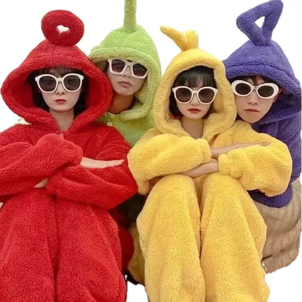 Alloween-Disfraz de eletubbies, pijama de una pieza para parejas