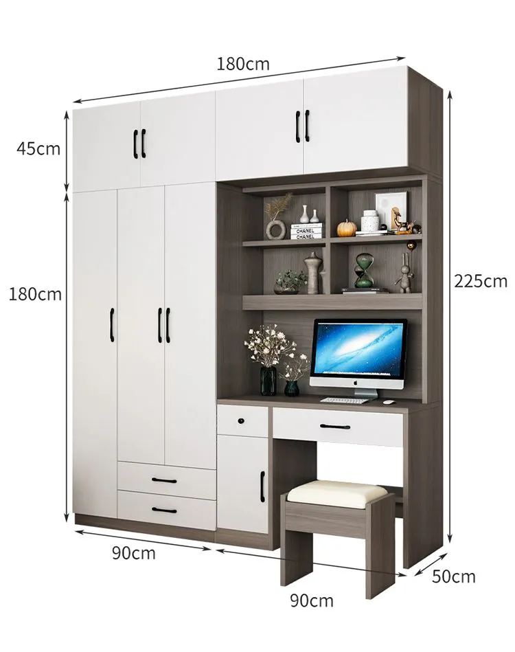 Moda moderna minimalista de gran volumen de madera maciza de múltiples capas de armario de dormitorio personalizable