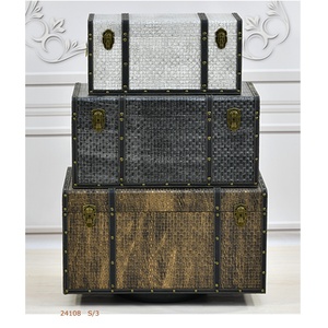Ev dekoratif depolama dikdörtgen göğüs için ahşap gövde saklama kutuları Set - Product Image 3