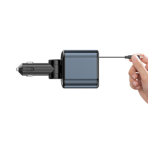 Fast Charging Car Phone Station <strong>Charger</strong> 4 in 1 LED Digital Display Retractable 2 Cables Type C Car Adapter for <strong>All</strong> Mobile Phone - Product Image 4