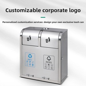 Thùng rác ngoài trời bên trong, hộp tái chế công viên kim loại, Thùng rác phân loại ba tổ hợp bằng thép không gỉ - Product Image 5
