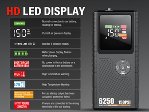 2700A Auto Portable Jump Starter <strong>with</strong> 150PSI Air Pump Compresses 12000mAh Power Bank For Quick Roadside Help Tire Inflation - Product Image 5