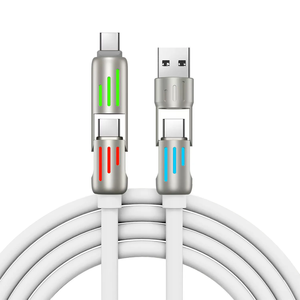 批发快速充电电缆4合1多<span class=keywords><strong>USB</strong></span>充电器旋转弯头<span class=keywords><strong>USB</strong></span>至C型1 m 1.5m 2m LED手机充电器电缆