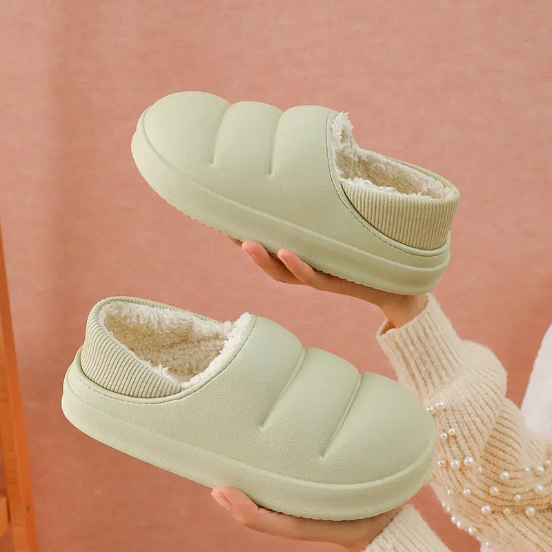 Slippers Women Wear Lovers' Wool Cotton Slippers Outside In Winter 2021 New Bag Heel Men's And Women's Plush Slippers At Home