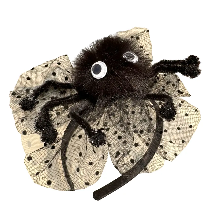 Individueller Halloween-Neustil schwarzes Spinnengefell Haarzubehör Kinder Mädchen Hut Party Cosplay Feiertag-Zubehör Kopfband