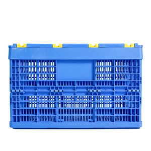 Cesta de rotación plegable de plástico azul Caja plegable de malla reciclable para transporte y almacenamiento con caja de ruedas - Product Image 3