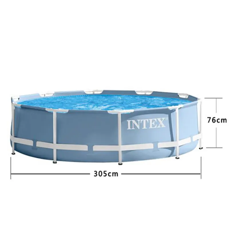 Conjunto de piscina para família, conjunto redondo com estrutura metálica, 26716 366*76 cm, 305*76 cm, estrutura redonda acima do solo, ideal para piscina