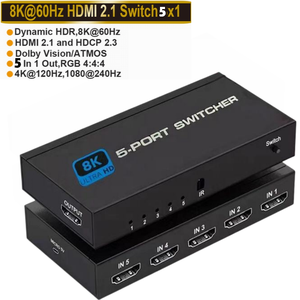 Conmutador 8K HDMI 2,1 HDCP2.3 HDR10 5x1 Convertidor de conmutador HDMI 8K 60Hz 4K 120Hz 5 Prot en 1 salida Adaptador HDR para PS4 PS5 HDTV Xbox - Product Image 3