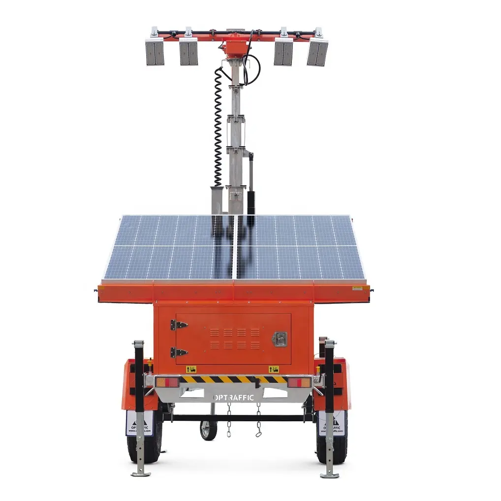Torre de luz solar galvanizada para trailer de alto brilho LED de altura ajustável
