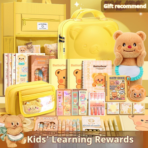 Çoklu Seçenekler Tam Öğrenme Seti Sarı Temalı Sevimli Karikatür Desenli Kırtasiye Hediye Seti Öğrenciler İçin - Product Image 4