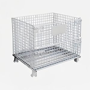Contenedor de alambre de acero plegable apilable uni-silencioso, caja de seguridad plegable plateada para malla de taller de almacenamiento logístico, - Product Image 4