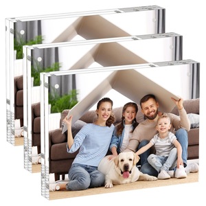 Customizable Acrylic Block Picture <strong>Frame</strong> with Strong Magnet Back 3x4 8x10 <strong>11x17</strong> Frameless Wall Table Display Gift - Product Image 1