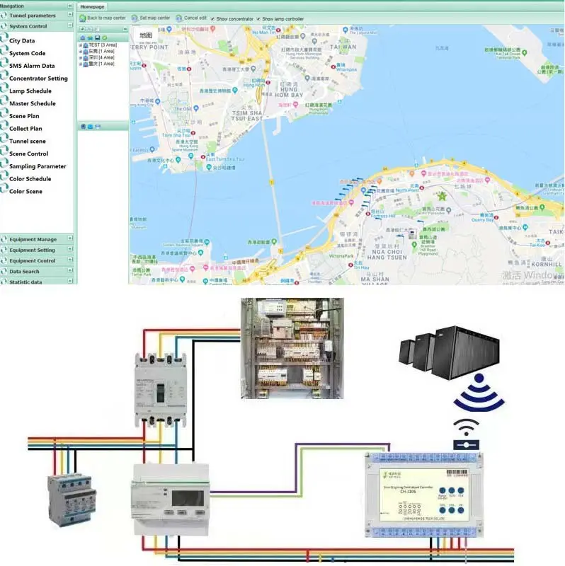 スマートLED街路照明メーターのネットワークは、課金と分析のために集中型データベース内のデータを自動的に通信します。