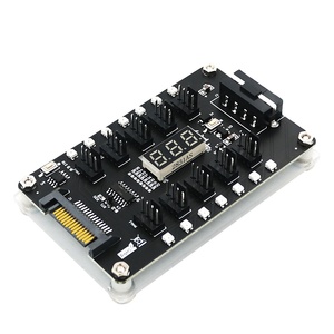 DC 12v 3/4pin Fan PWM Fan Hub Controller con 3528 LED flash colorati e display del sensore di temperatura - Product Image 1
