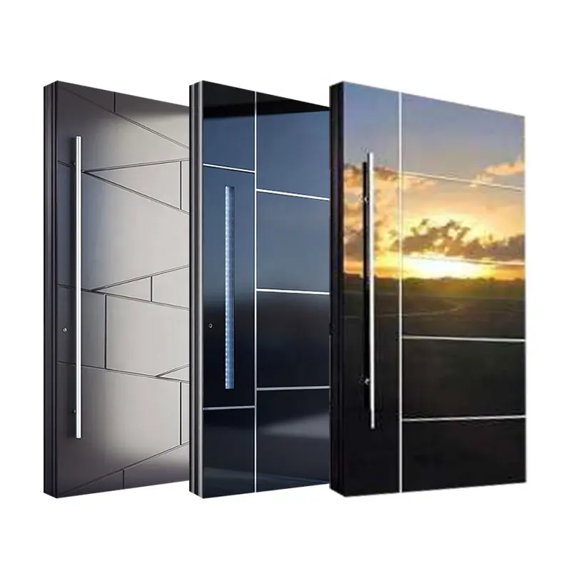 Porta esterna di sicurezza per porta d'ingresso grande americana per porta a bilico d'ingresso in alluminio di lusso in acciaio di casa