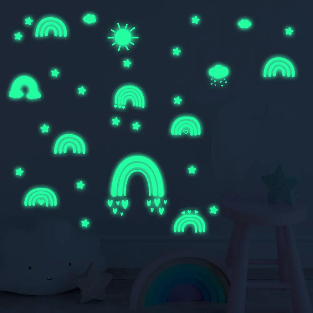 Lvfan 3681 Cross-border glow-in-the-dark cloud Stickers muraux pour la décoration de la chambre d'enfants DIY auto-adhésif cartoon fl