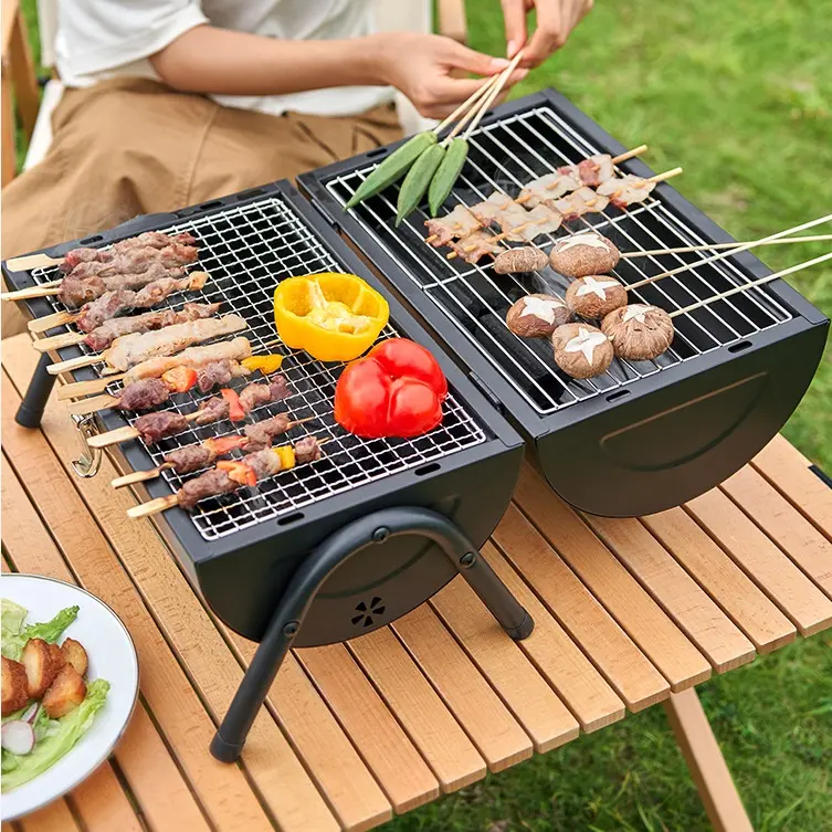 Gril seau pratique pour le camping en plein air Mini barbecue sans fumée pour 3 à 5 personnes