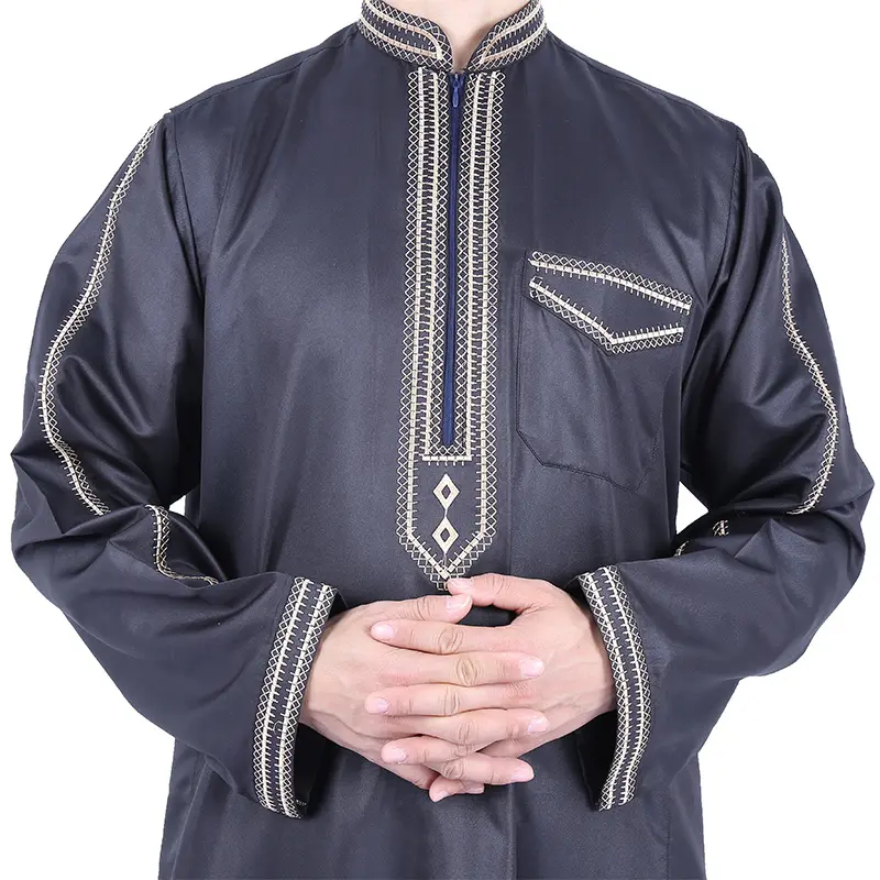 Caftan musulman pour hommes vêtements caftan marocain brodé à la main lâche et respirant Djellaba Abaya Thobe pour hommes 2023