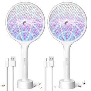 Thiết Kế Mới 2 Gói 4000V Bug Zapper Vợt Điện Fly Vỉ Đập Cho Muỗi 1500MAh Pin Có Thể Sạc Lại <span class=keywords><strong>3</strong></span> Lớp Mạng Lưới An Toàn - Product Image 1