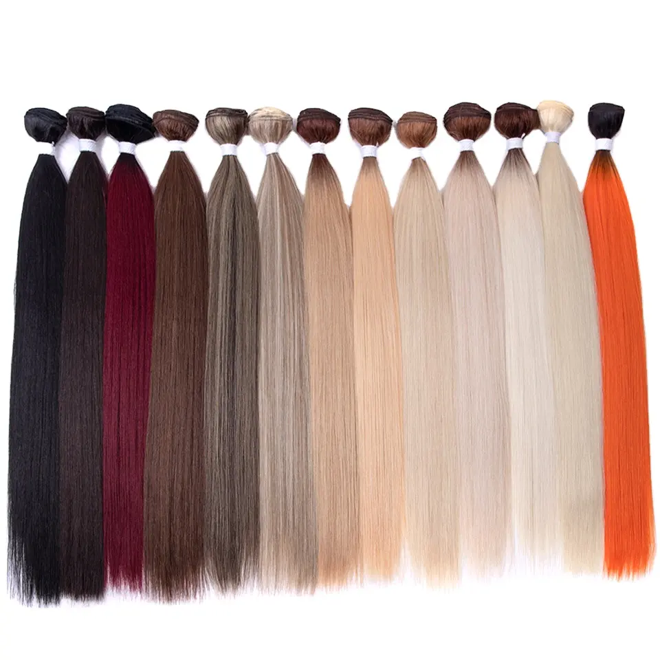 Aplique de cabelo liso osso, pacotes de extensões de cabelo natural de salão de beleza, fibras falsas, super longas, sintéticas, yaki, trança cheia para final