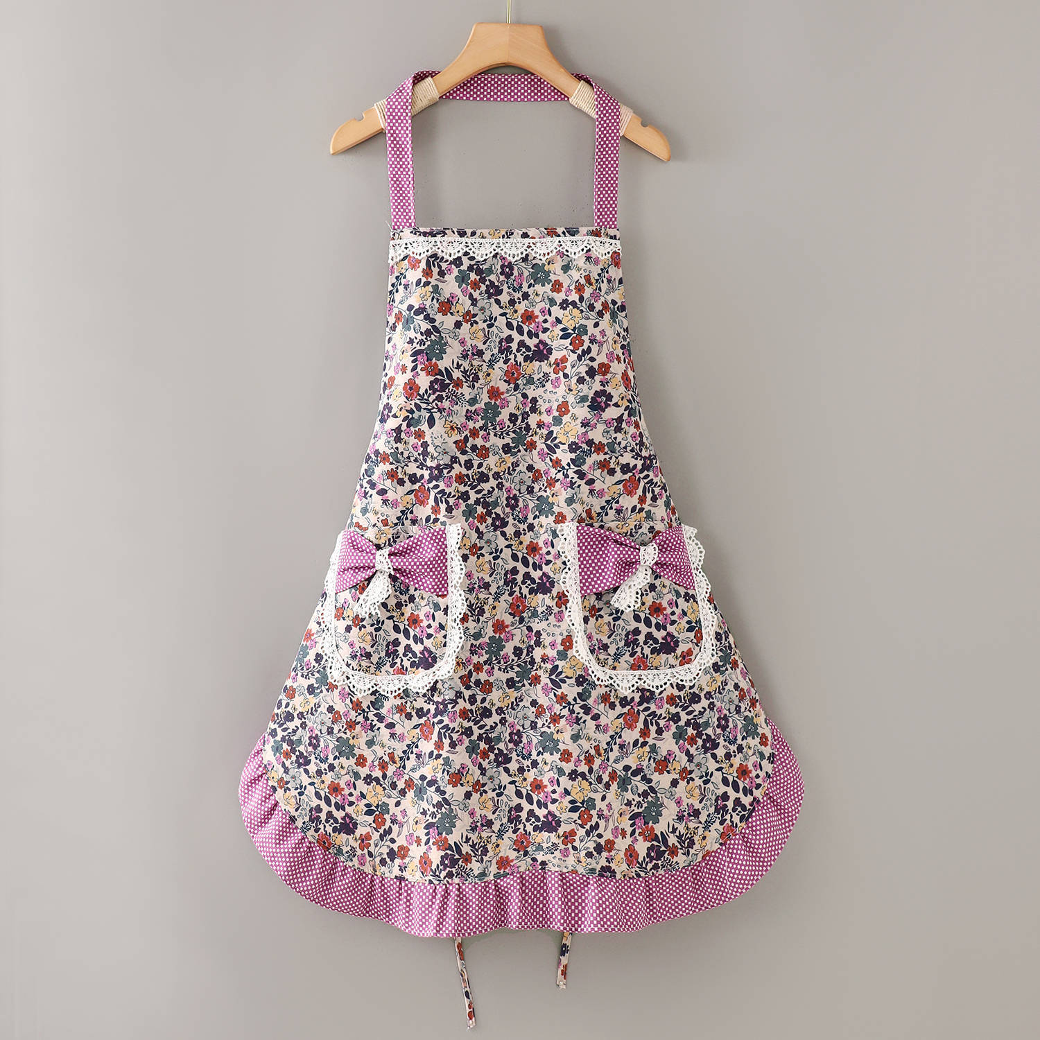PurpleLZ665Canvas con bordo in pizzo e allacciatura al collo