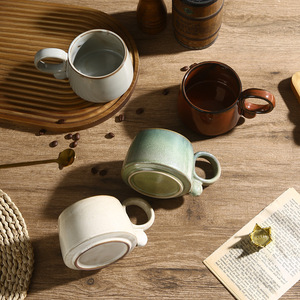FENN批发便宜的Porlelain杯水牛奶杯日本陶瓷咖啡杯Fambe定制带手柄的stone器杯