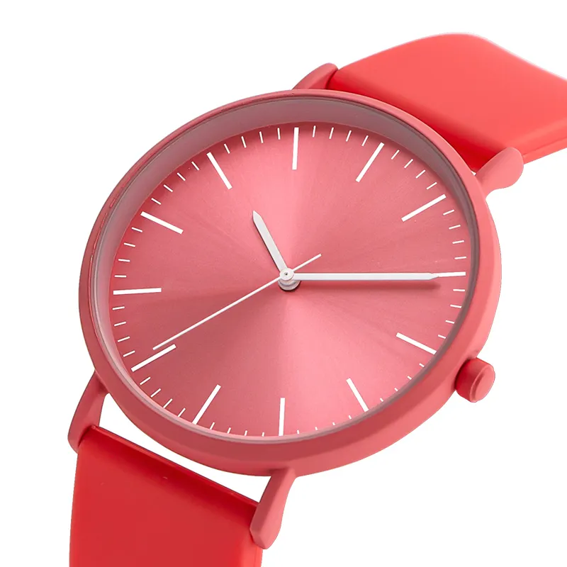 Minimalistische Siliconen Quartz Horloge Aangepaste Horloge Multicolor