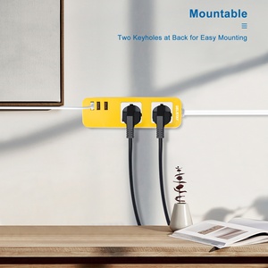 Customized <strong>Multi</strong> Plug Power <strong>Socket</strong> with <strong>3</strong> USB Ports <strong>and</strong> <strong>2</strong> Ways Universal Extension Cable Yellow Color Power Strip - Product Image 3